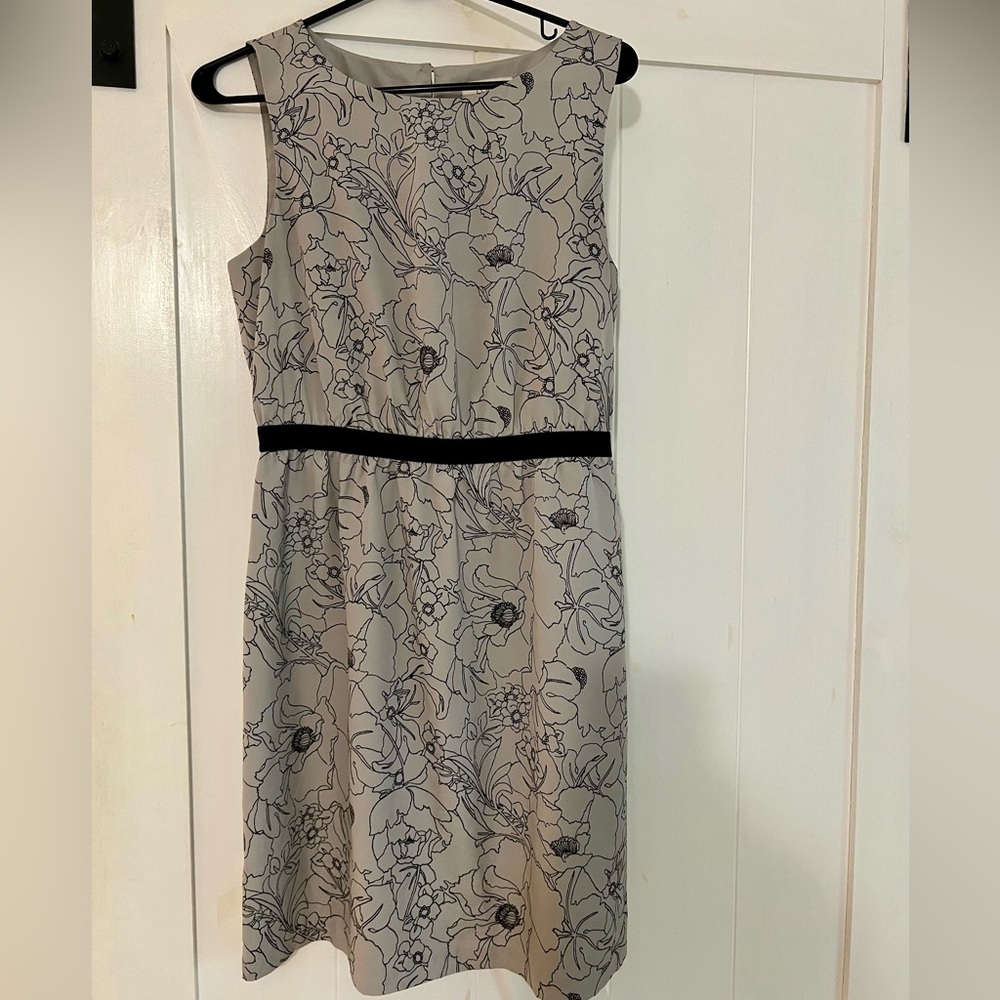 Gray Loft Dress with Black Floral Design
